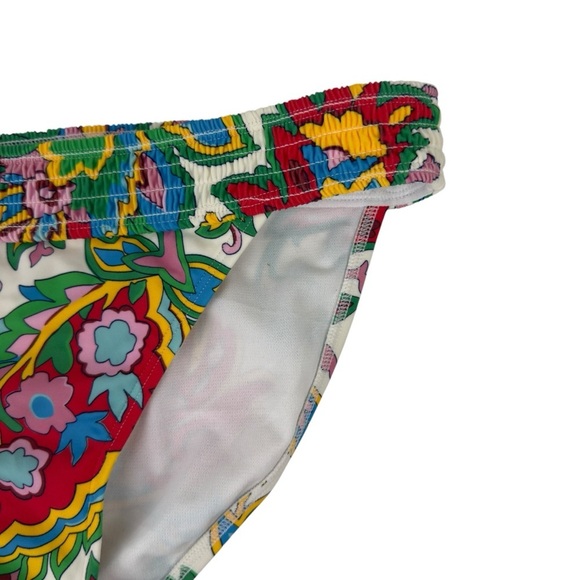 Boden Milos Smocked Bikini Bottoms Ivory Paisley Azure Size 4 Colorful Playful - Picture 5 of 15